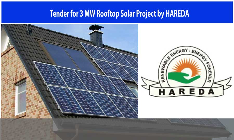 Tender for 3 MW of Rooftop Solar Systems with Net Metering issued by HAREDA