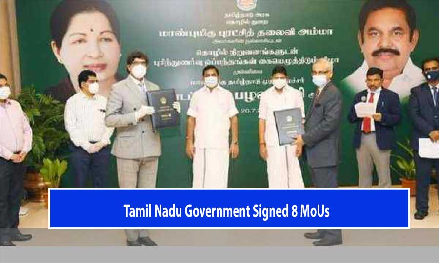 The Tamil Nadu Government signed MoUs worth INR 10,399 crore