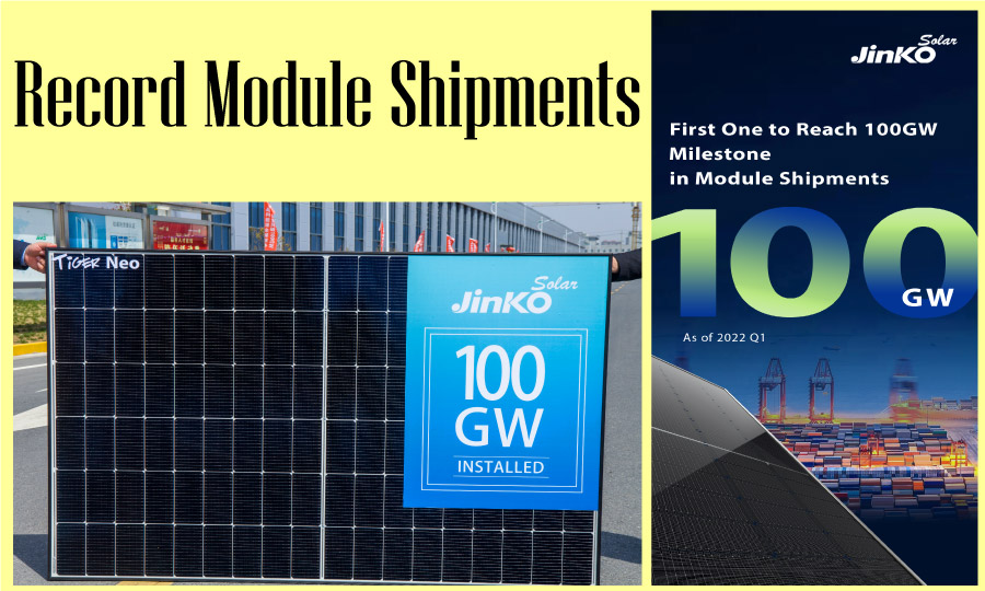 JinkoSolar achieves 100GW of Solar Panels Shipment Milestone